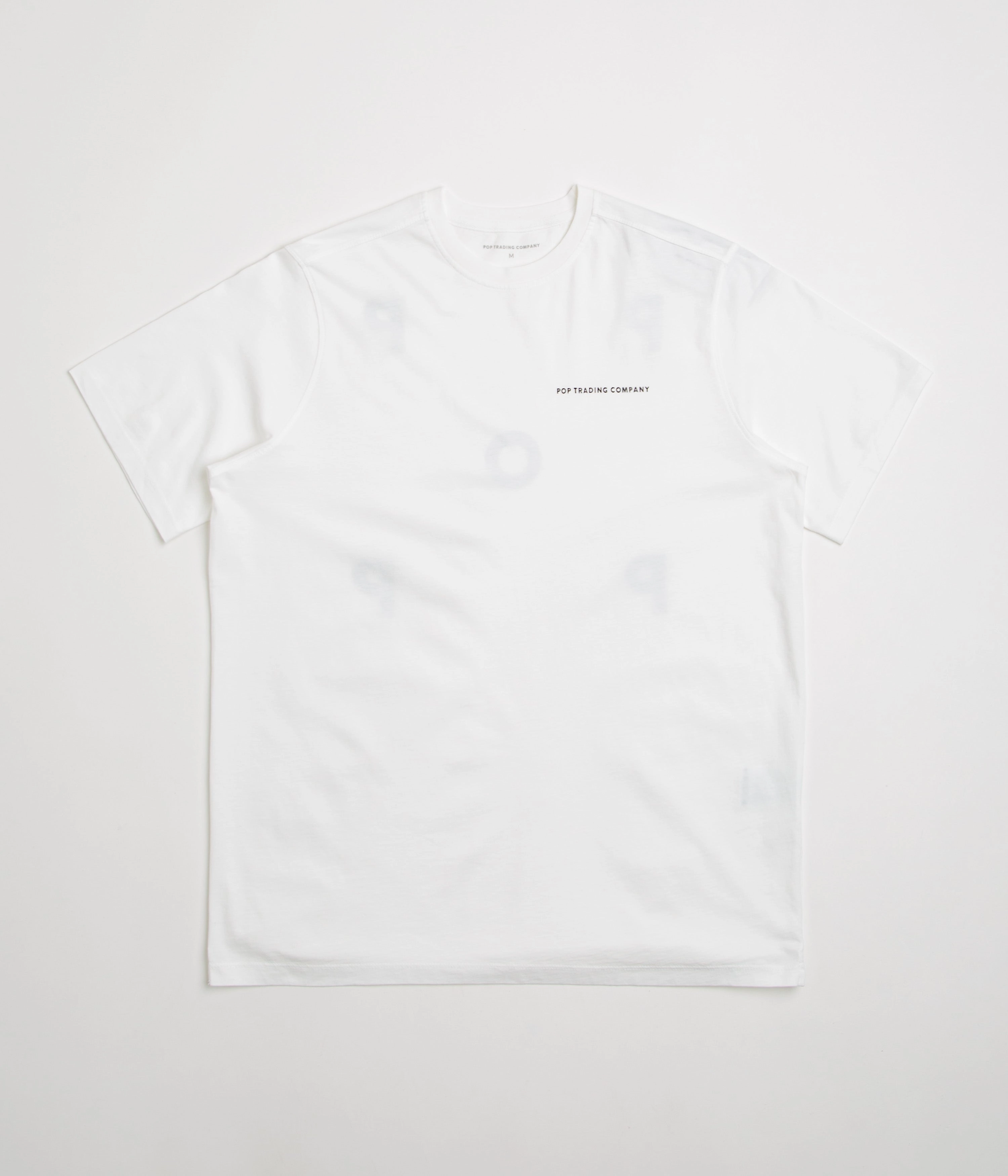 raw hem statement details Pop Trading Company Logo T-Shirt - White / Black
