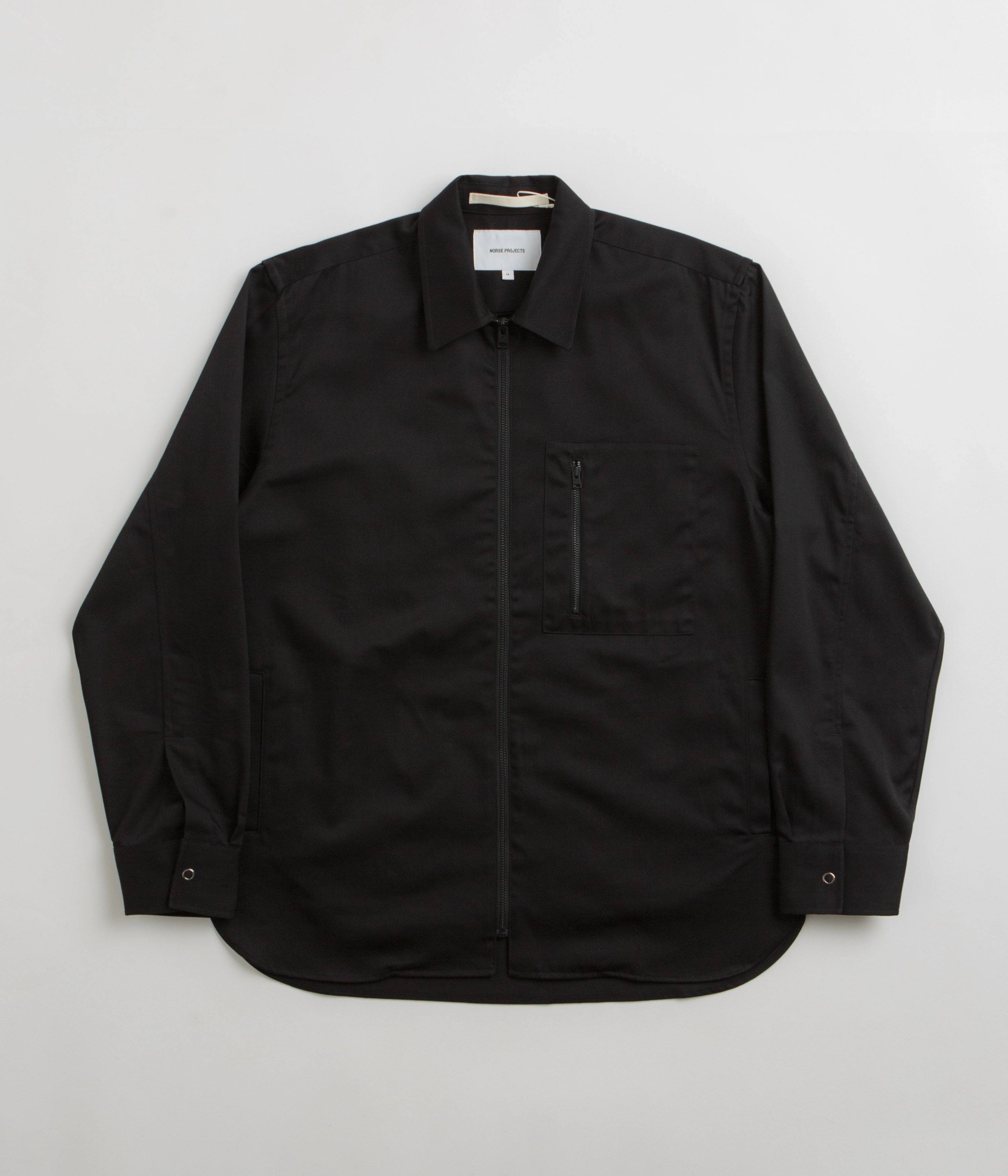 Mousse Trail Fit Norse Projects Ulrik Gabardine Zipped Overshirt - Black