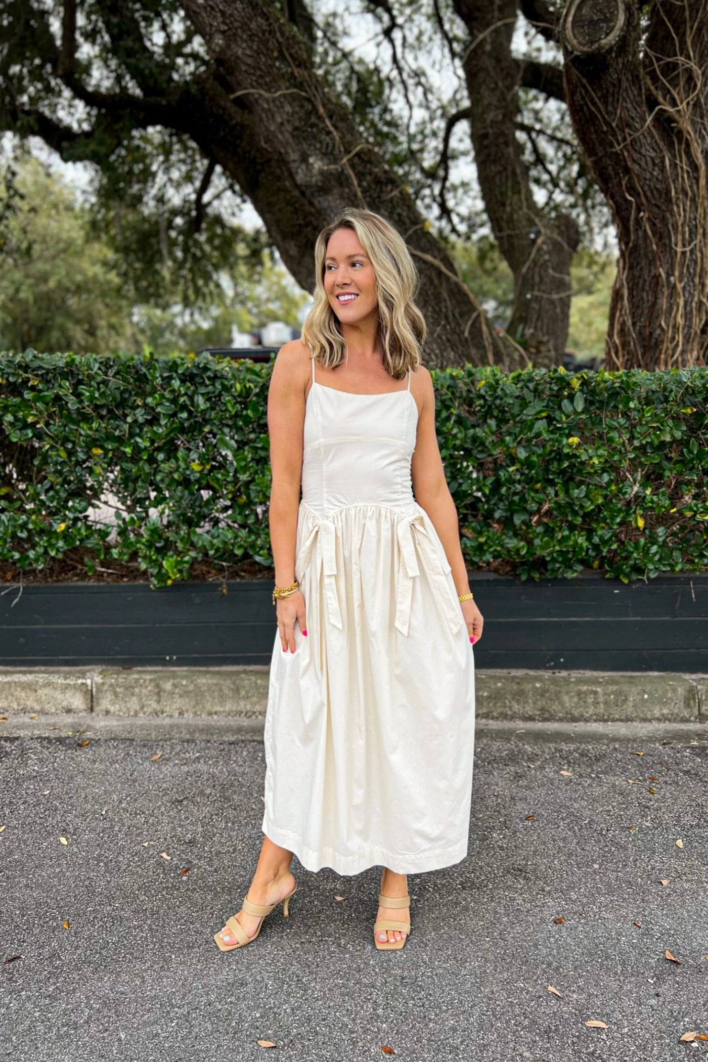 MADDIE DROP WAIST MIDI DRESS Chill Moment Morning Glow