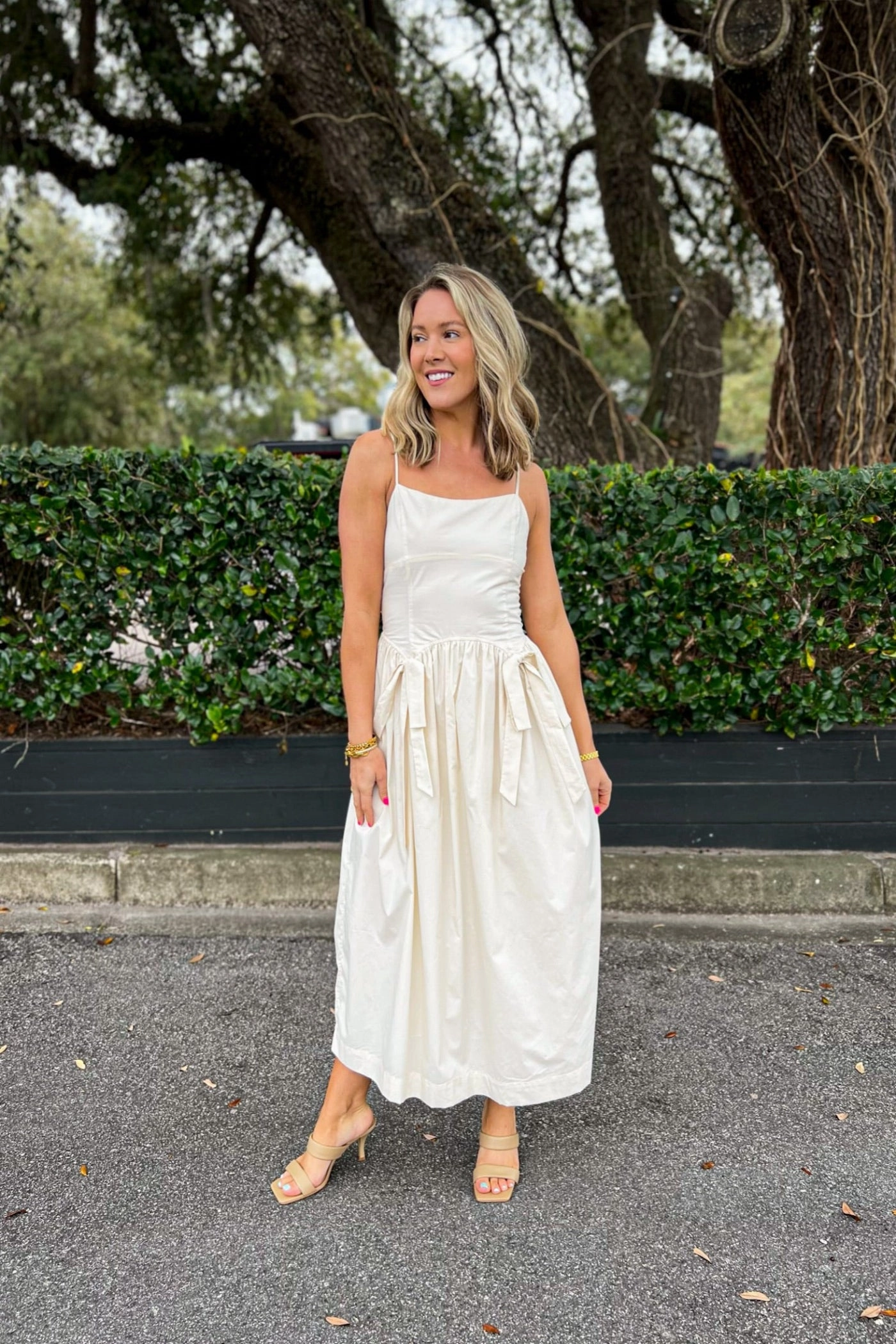 Printed-Fabric MADDIE DROP WAIST MIDI DRESS