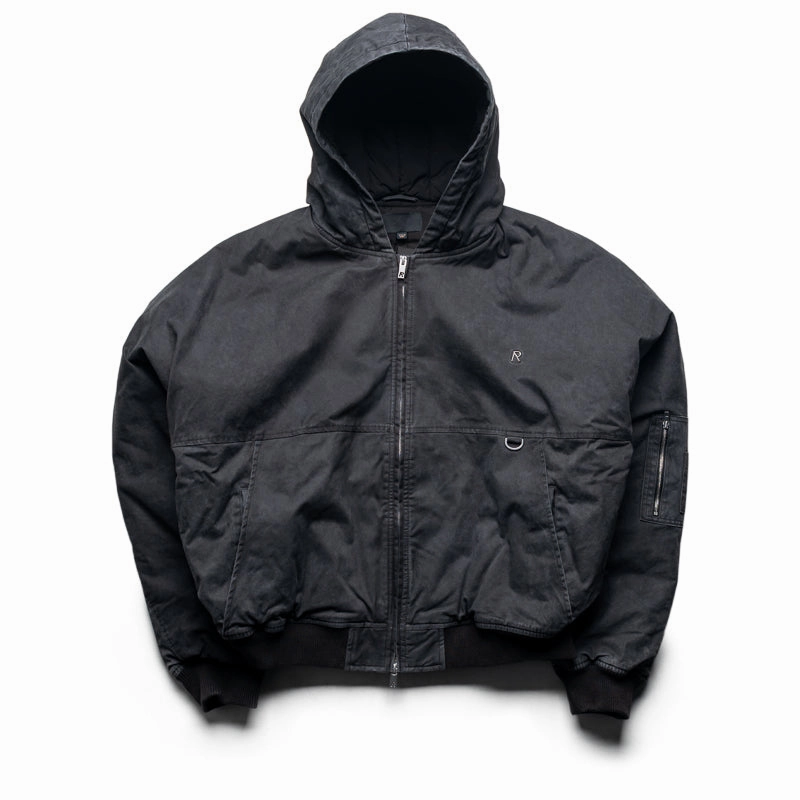 Reflective Detail Represent Hooded Bomber - Washed Black
