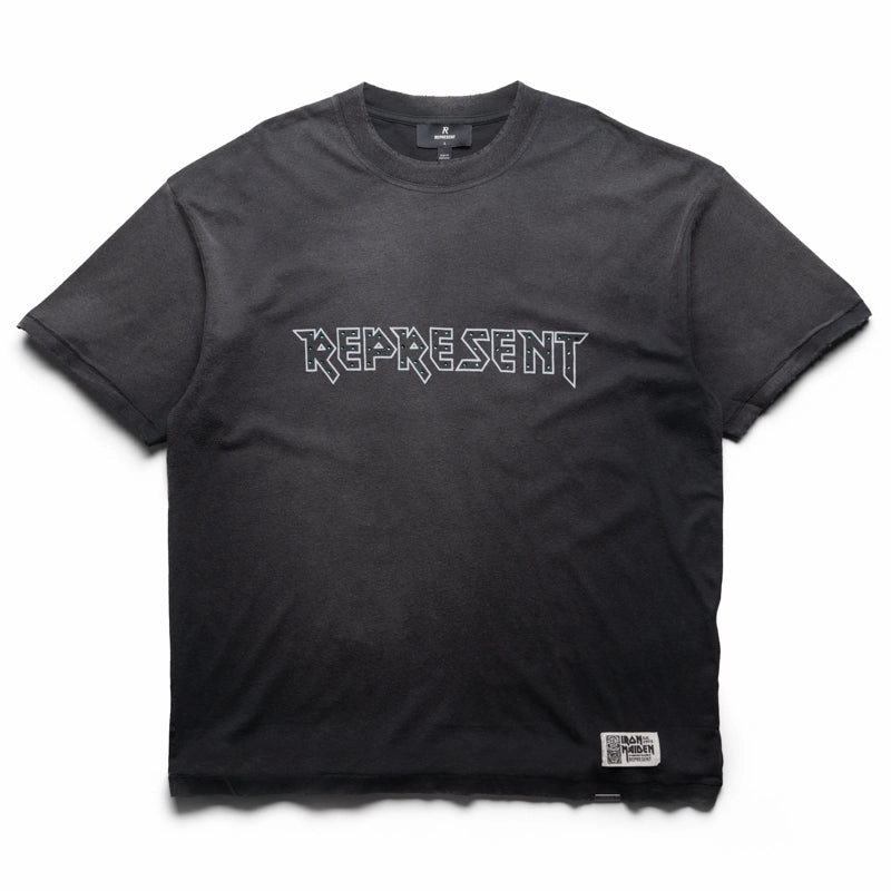 Iron Maiden x Represent Infinite Dreams Tee - Aged Black spring outfit Layered Hem Reinforcement