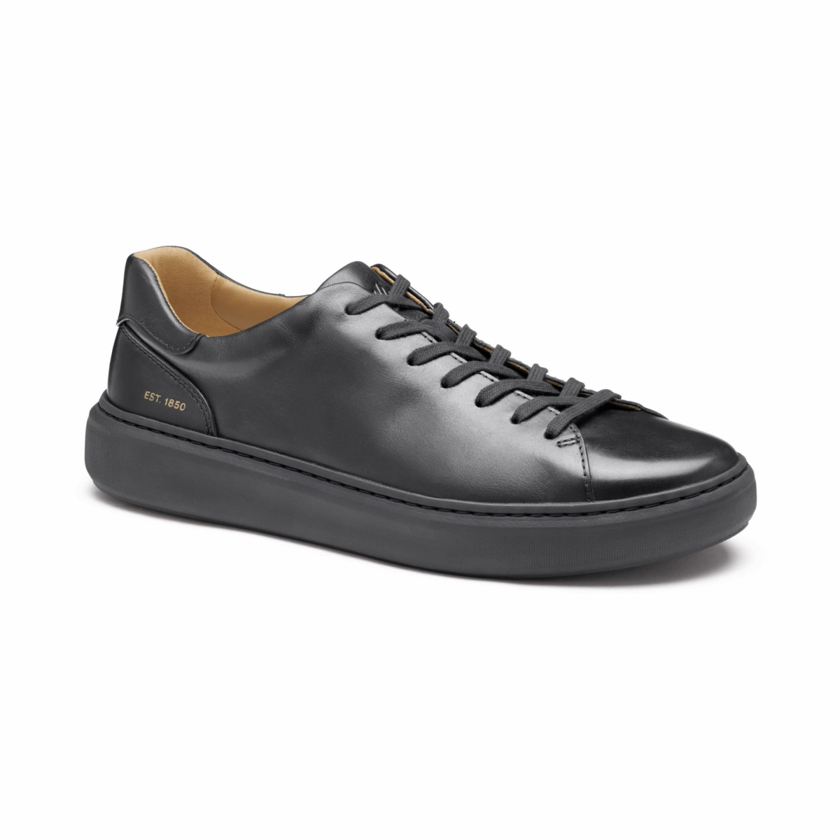 workout mode Johnston & Murphy Men's Anders Lace-To-Toe All Black Full Grain Leather