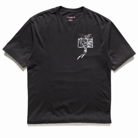 Jordan Brooklyn Oversized Graphic Tee - Off Noir/Sail Soft Collar Lining Indoor
