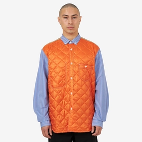 Junya Watanabe MAN Quilted Overshirt Blue / White - Orange No Slip Shoulder Grips Snug feel