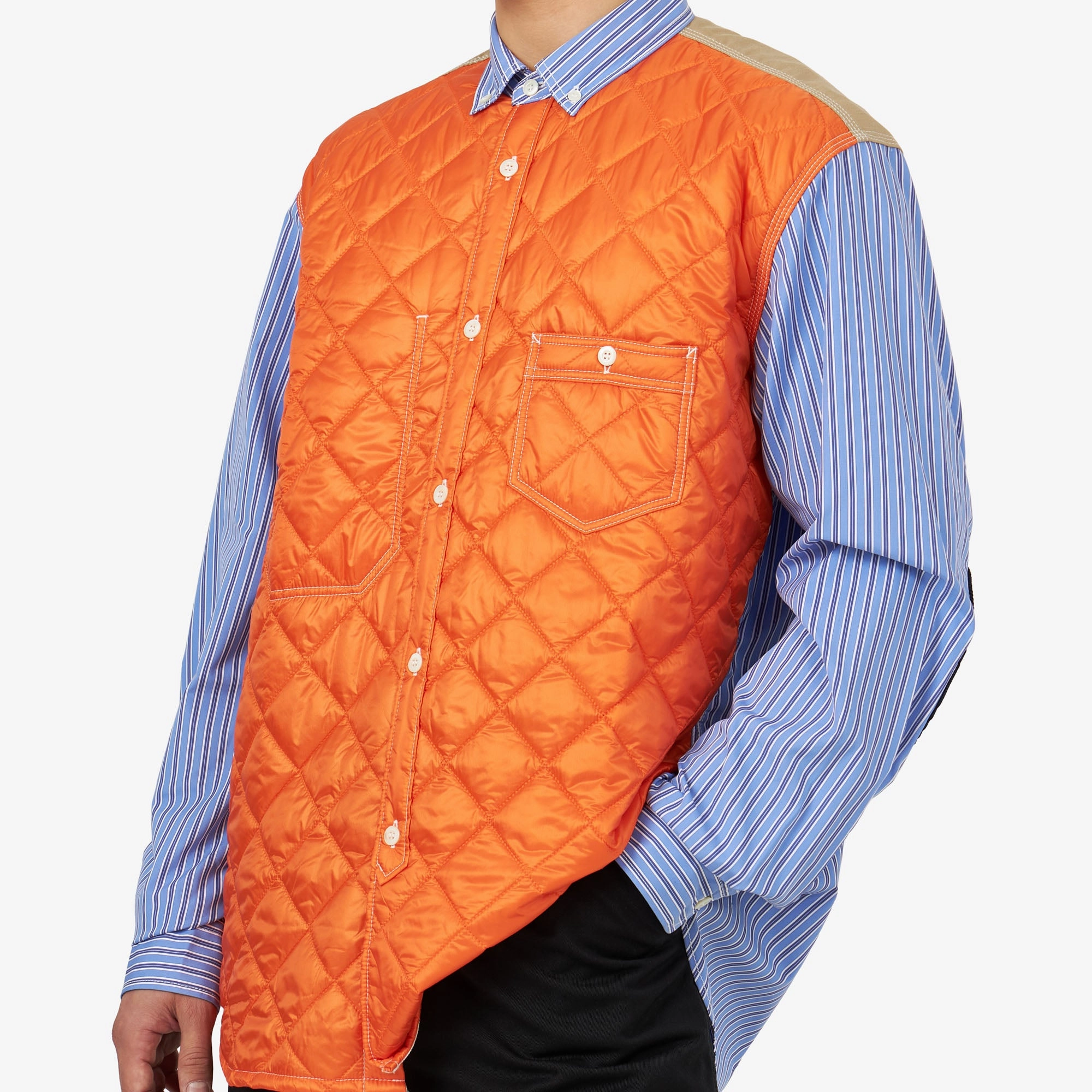 Junya Watanabe MAN Quilted Overshirt Blue / White - Orange Perfect Layer Fall Foliage
