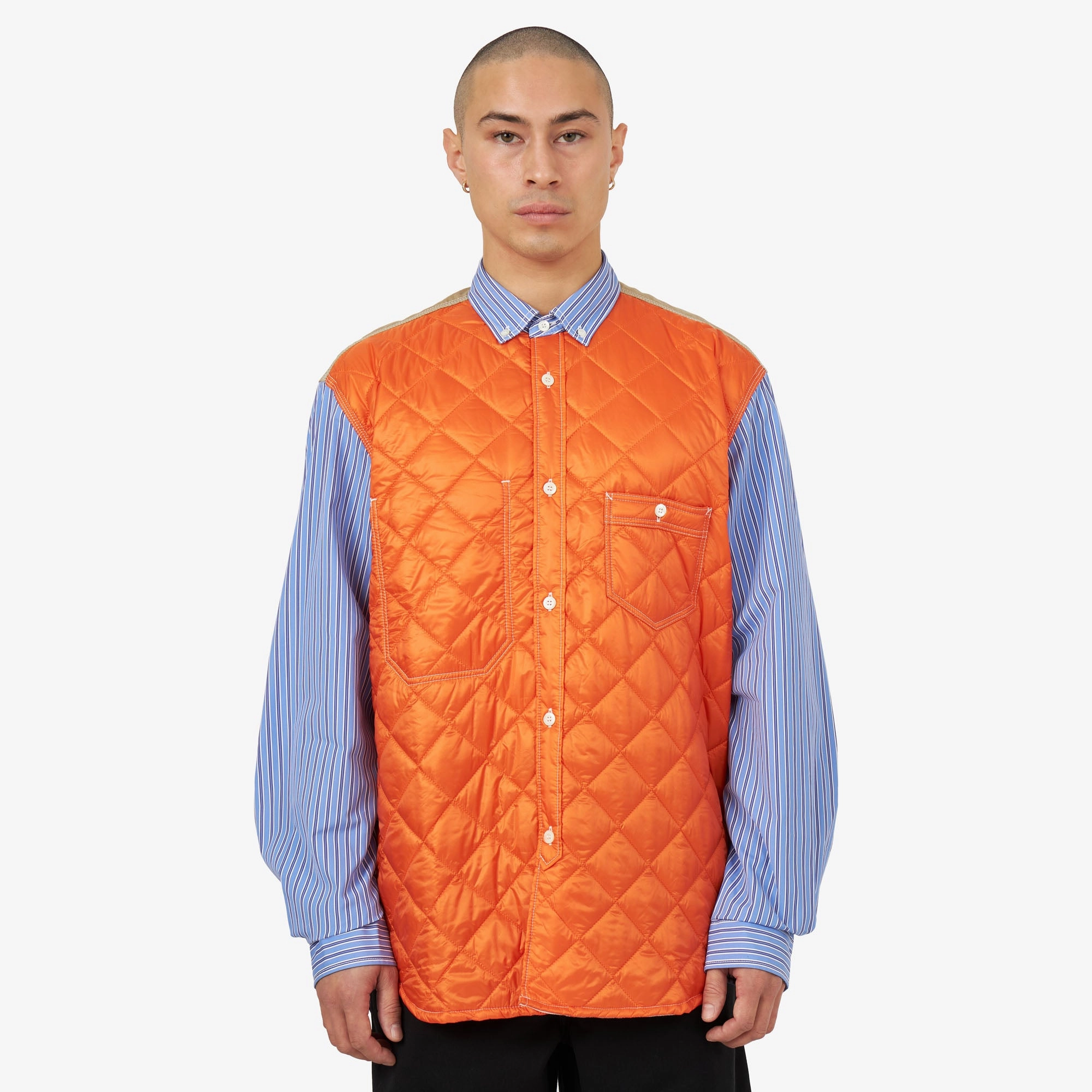 Junya Watanabe MAN Quilted Overshirt Blue / White - Orange No Slip Shoulder Grips Snug feel