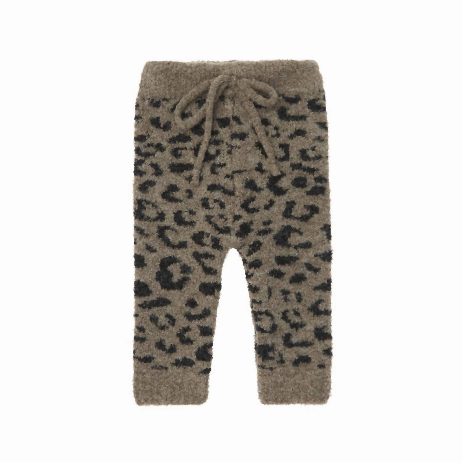 Kid's Animal Print Knit Leggings In Brown LightweightConstruction