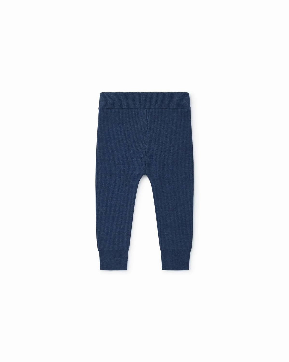Snug Fit EcoFriendlyMaterial Kid's Knit Leggings In Blue Chine