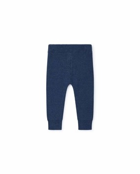 Kid's Knit Leggings In Blue Chine SeamlessPocketDesign Full Flex