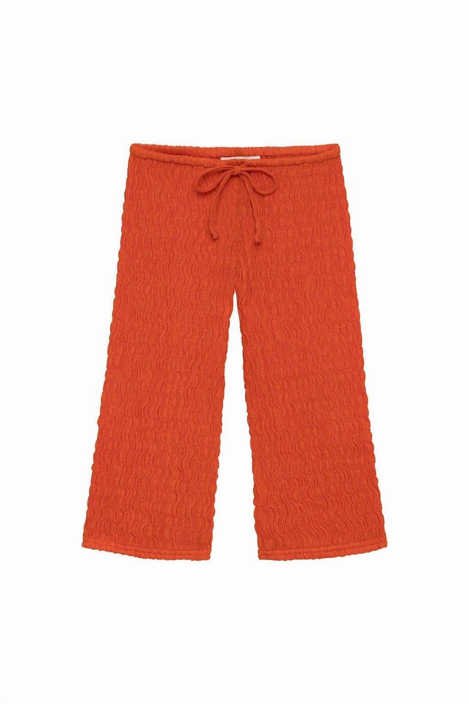 Comfy Texture Kid's Mini Drawstring Pant In Tangerine