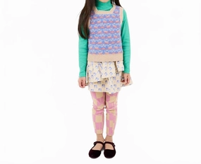 Everyday Comfort Wear OrganicCottonBlend Kids Tiles Legging In Soft Pink