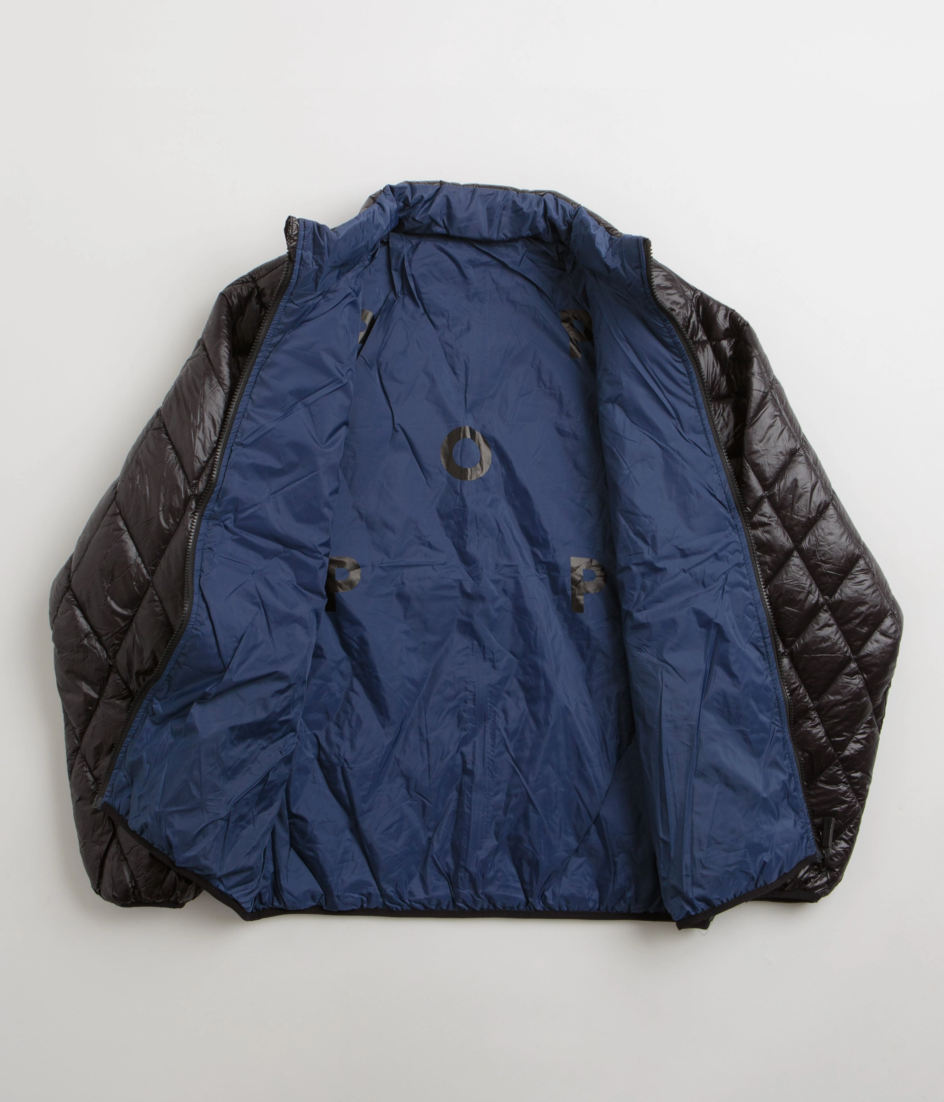 Pop Trading Company Quilted Reversible Jacket - Black Package Noise Reducing Fabric