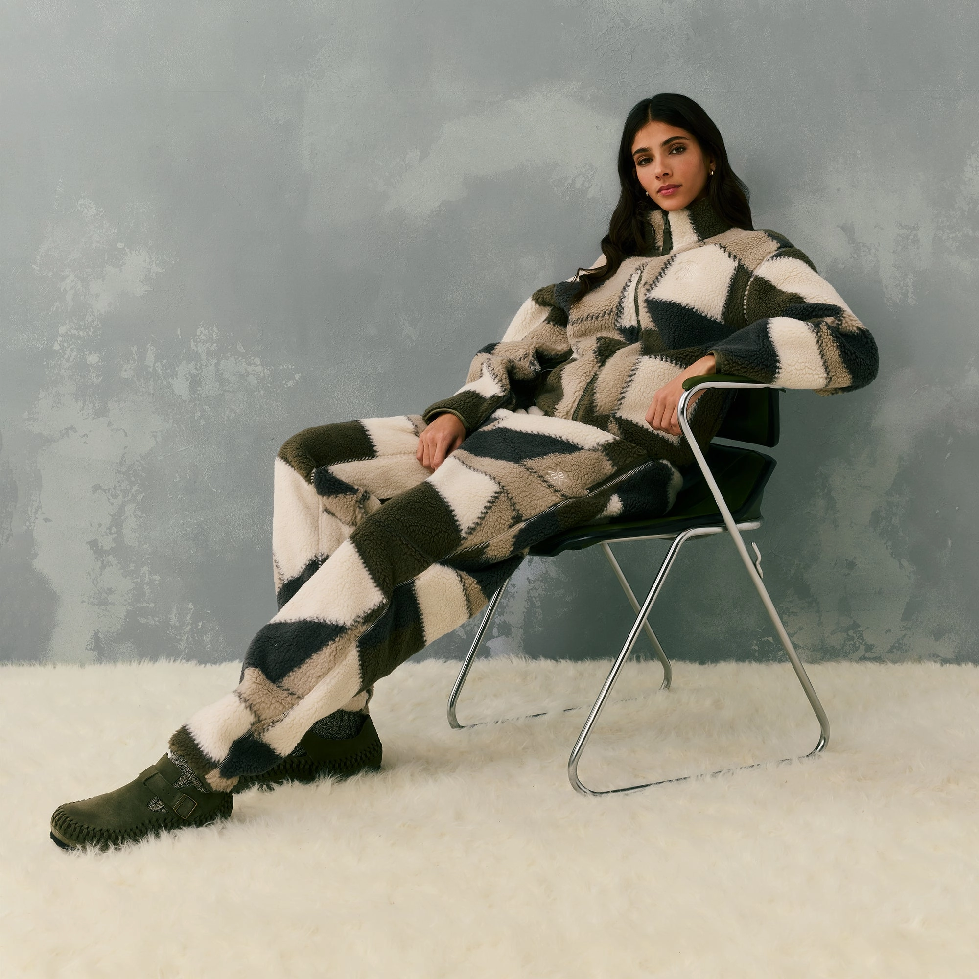 Kith Women Chelsea III Patchwork Fleece Jogger - Plaster Work Essential