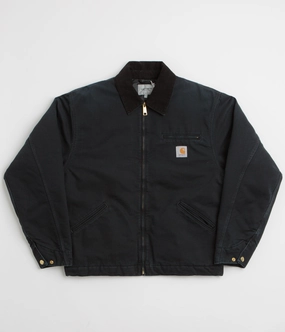 Carhartt OG Detroit Jacket - Black / Black Stone Canvas Quiet Fabric