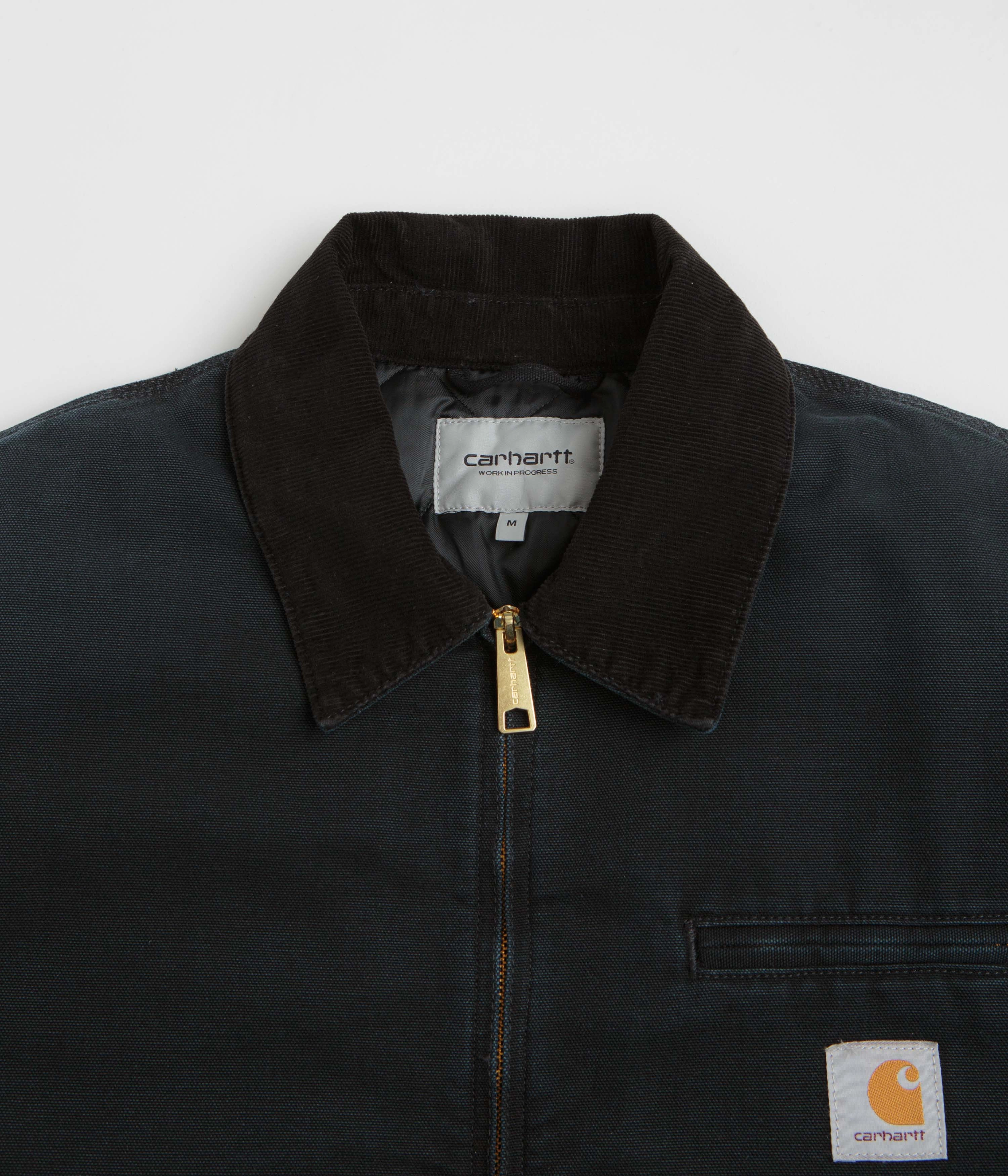Carhartt OG Detroit Jacket - Black / Black Stone Canvas foldable Double Stitched Edging