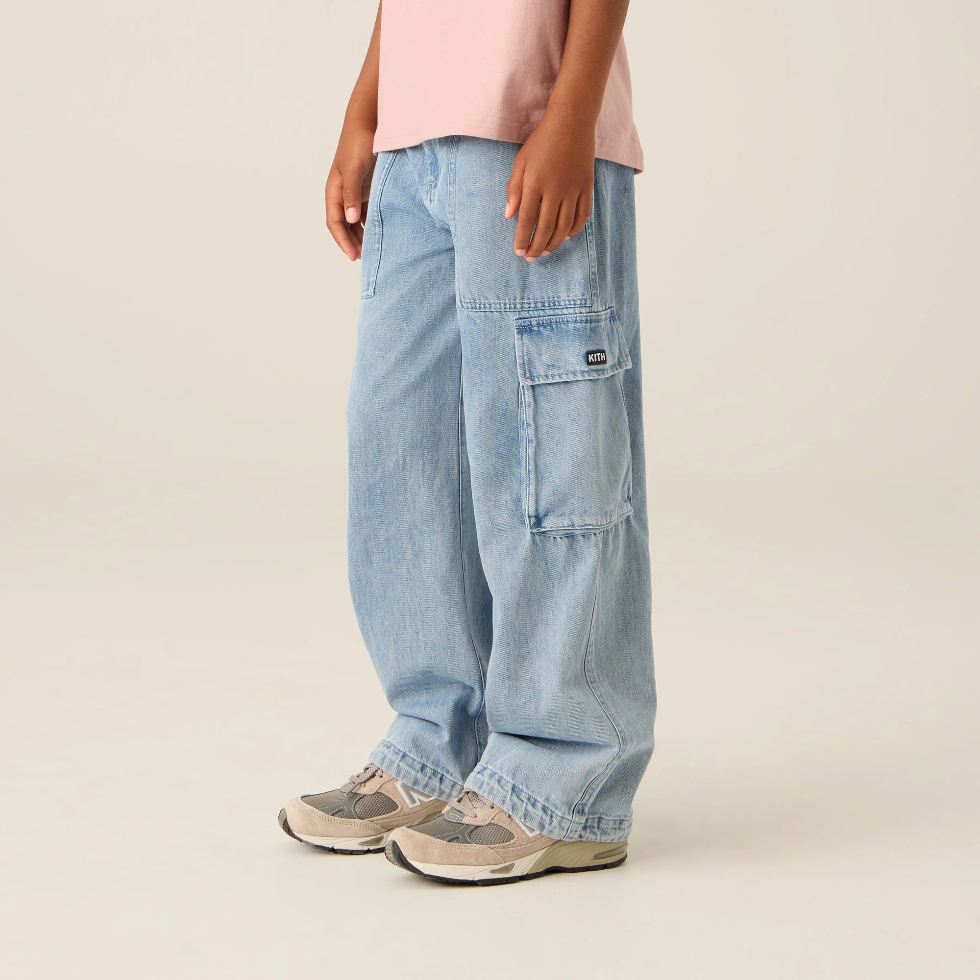 Kith Kids Chambray Evans Cargo Pant - Kent Medium Wash Sleek Design Soft Lines
