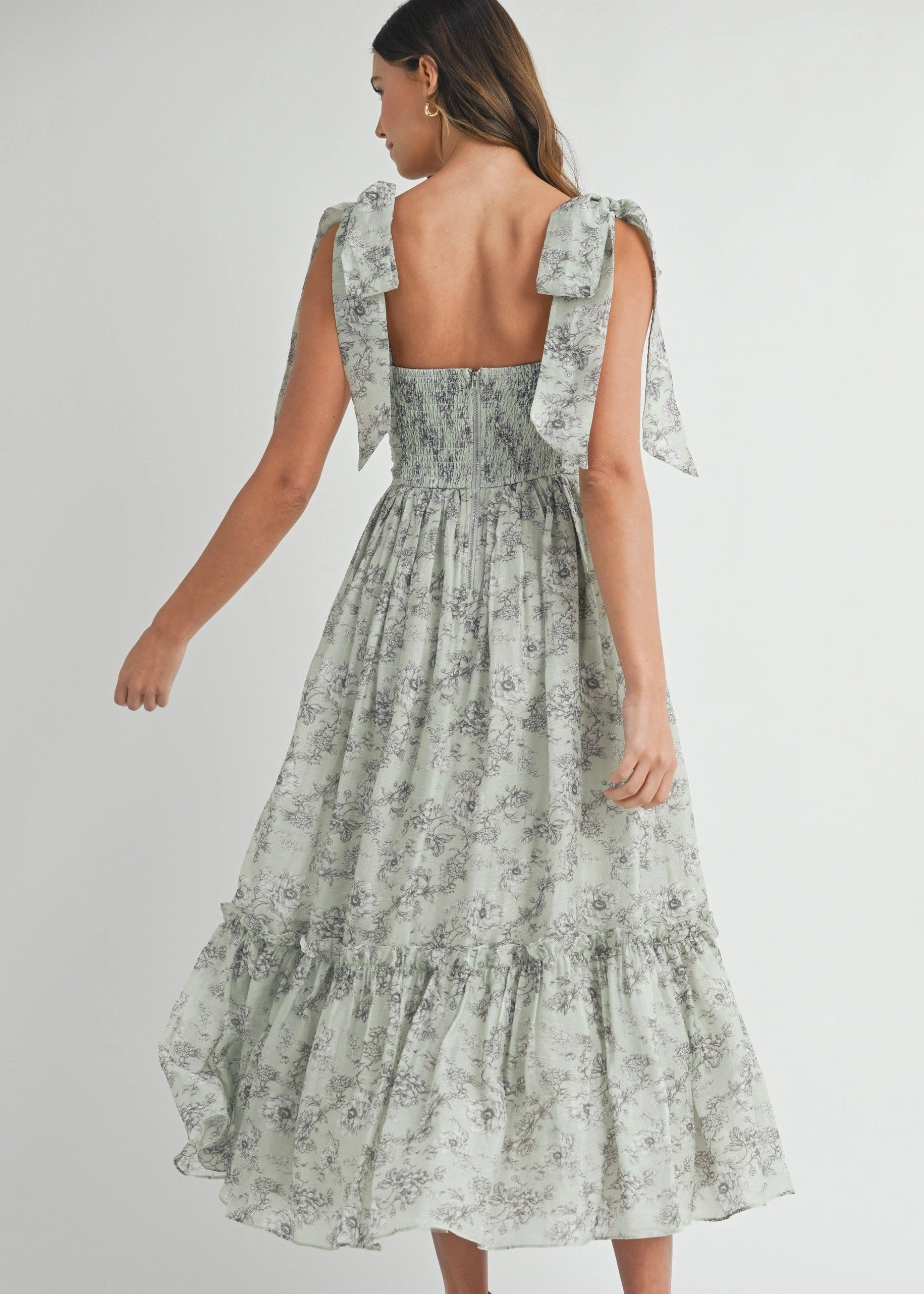 GEMMA FLORAL RUCHED MIDI DRESS Red-Carpet monochrome