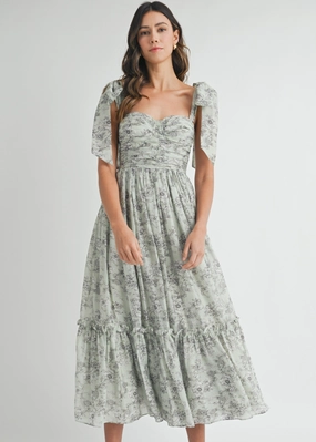 GEMMA FLORAL RUCHED MIDI DRESS confident look