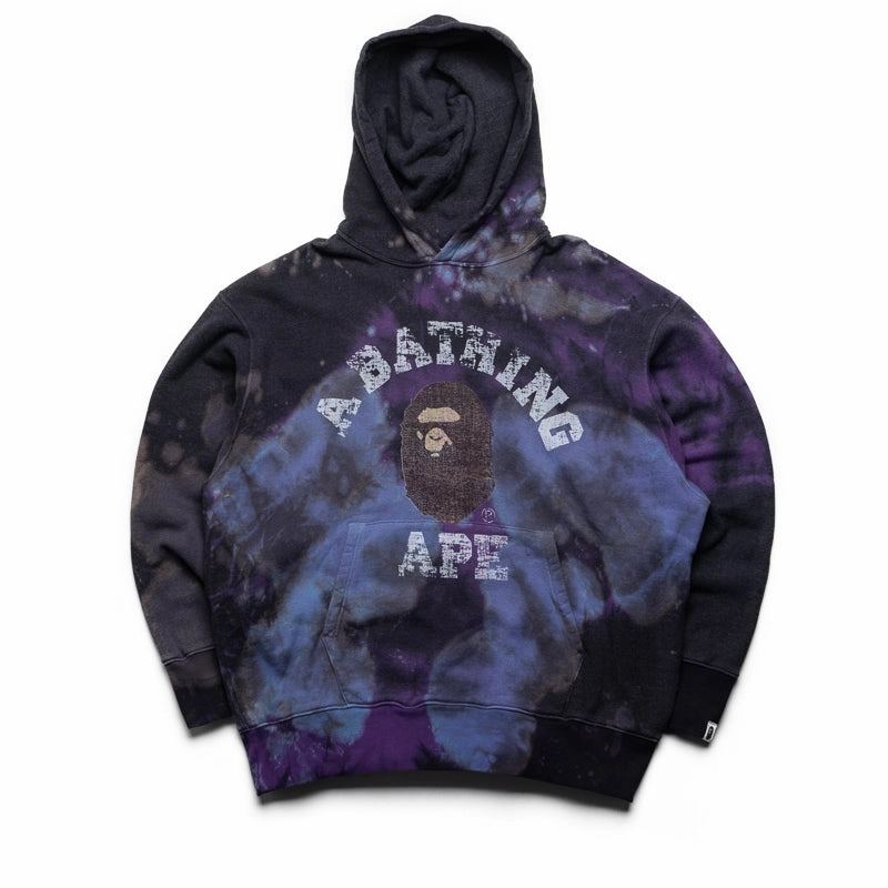 Monochrome Palette A Bathing Ape Tie Dye College Pullover Hoodie - Black