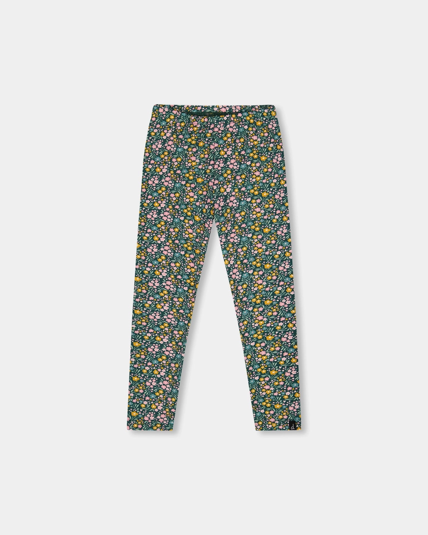 Leggings Green with Flower Print Seamless Design