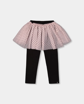 Leggings with Tulle Skirt Pink and Black Fitted waist Thermal Insulation Layer