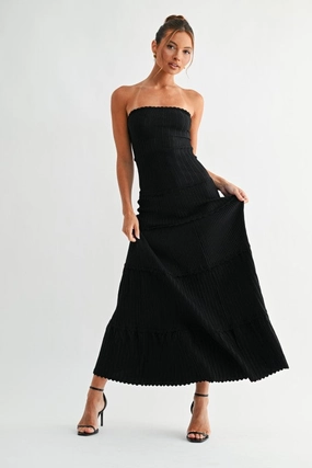 Leilani Sleeveless Pleated Knit Maxi Dress Black All-Occasion Wear
