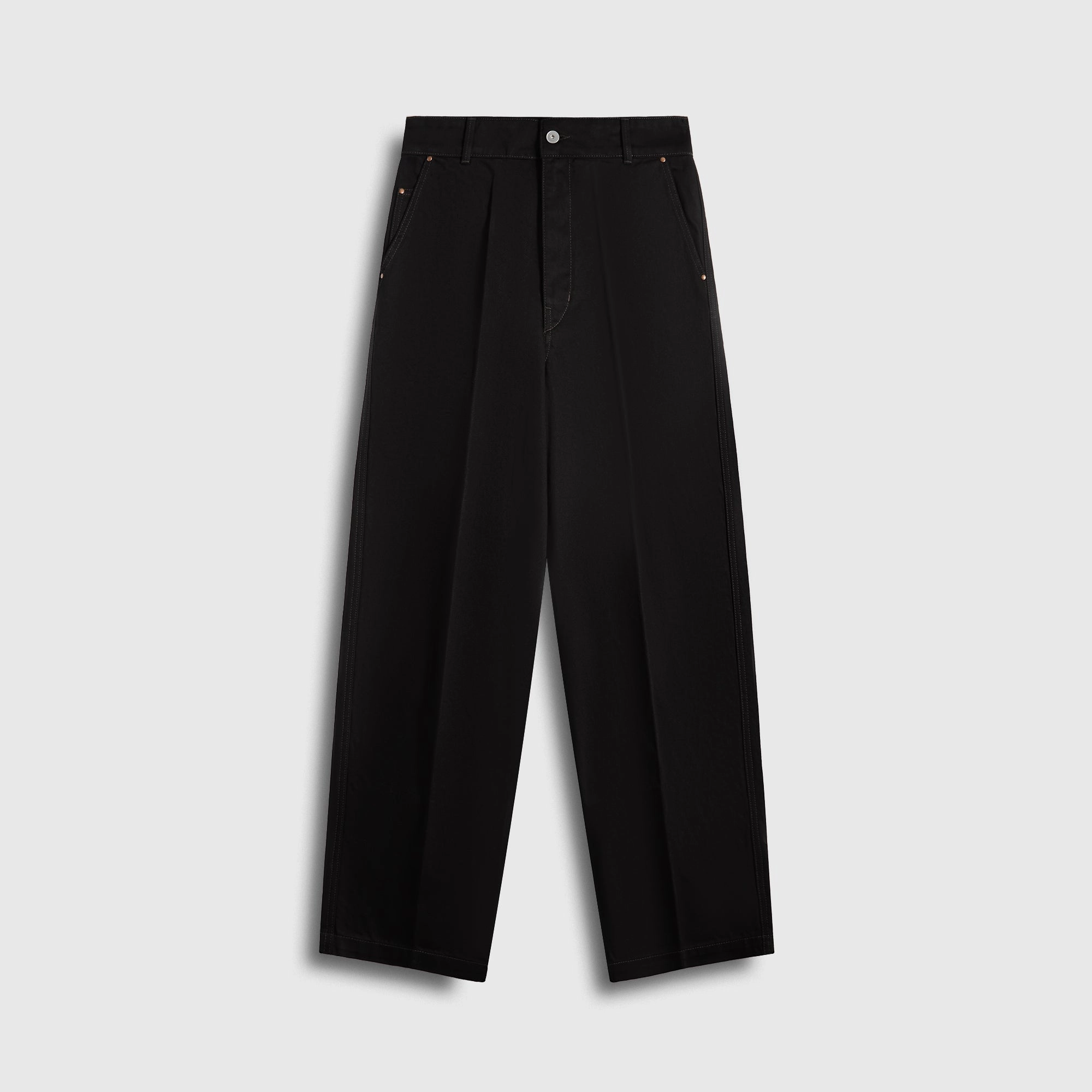 Lemaire Maxi Barrel Workwear Pants - Black Sleek Look