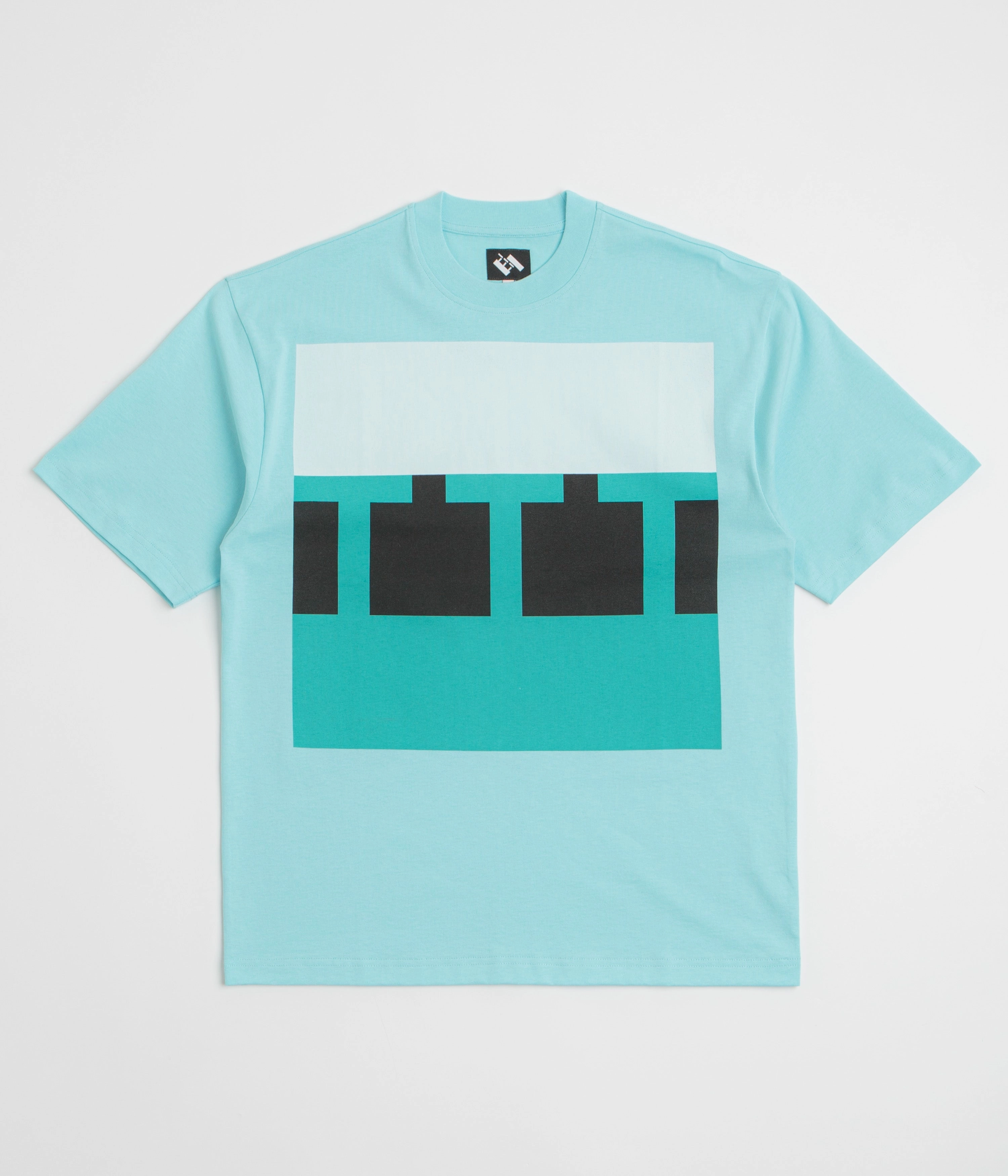 The Trilogy Tapes Block T-Shirt - Blue / Blue Modern narrow hem