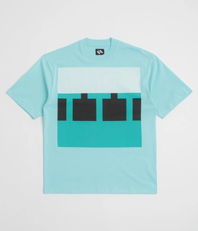 The Trilogy Tapes Block T-Shirt - Blue / Blue Modern narrow hem
