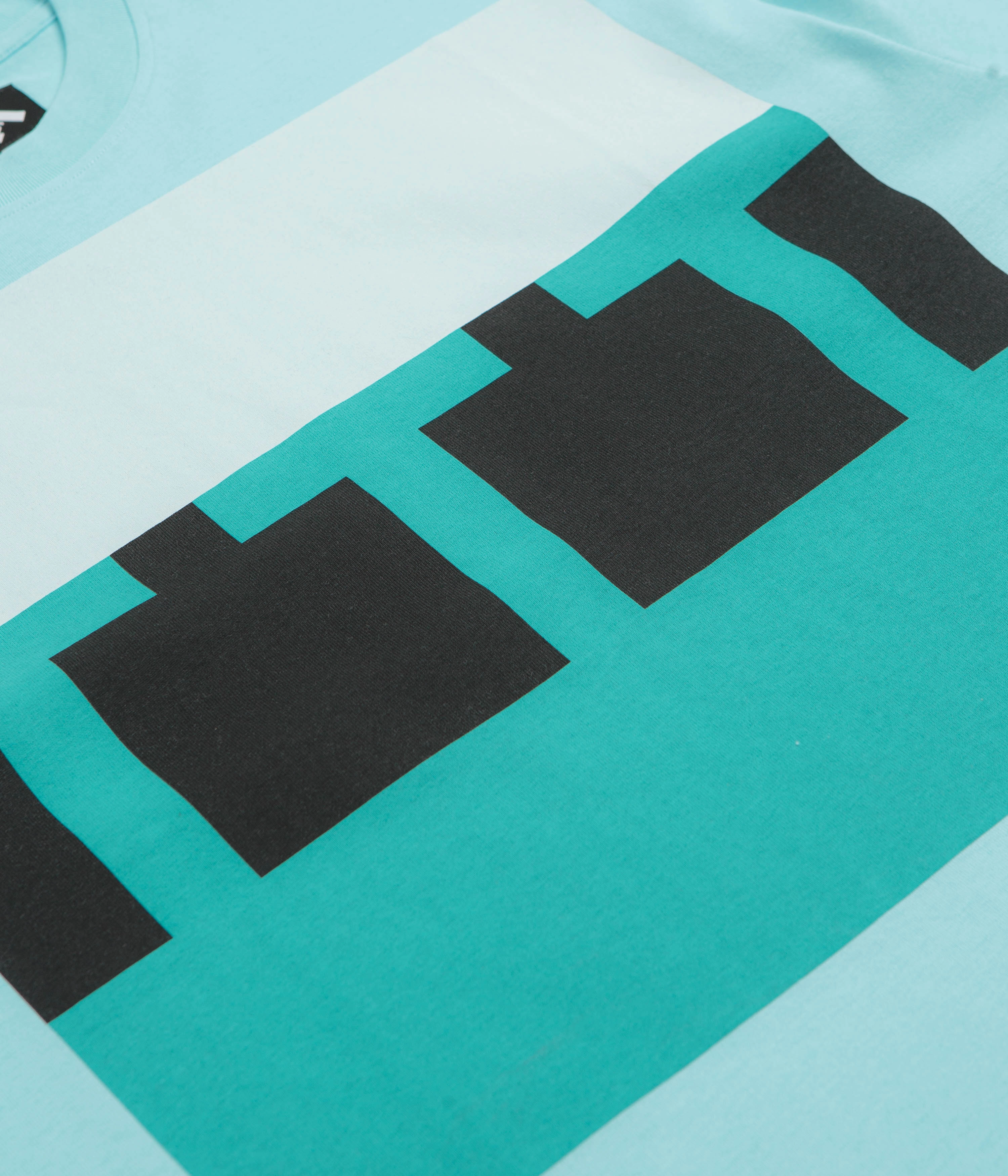 The Trilogy Tapes Block T-Shirt - Blue / Blue Multi Directional Stretch applique