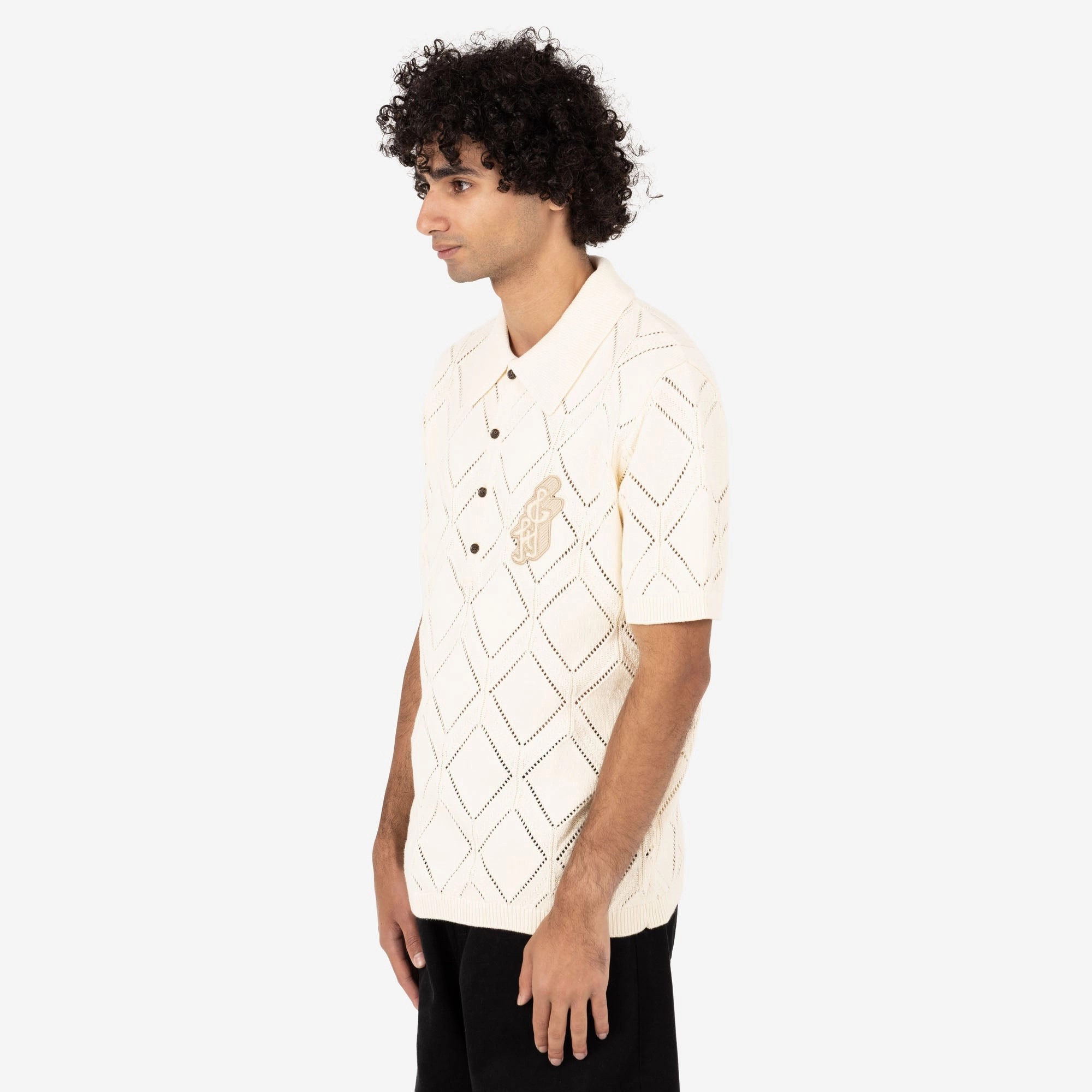 Honor the Gift Diamond Knit Polo / Cream Polished Placket