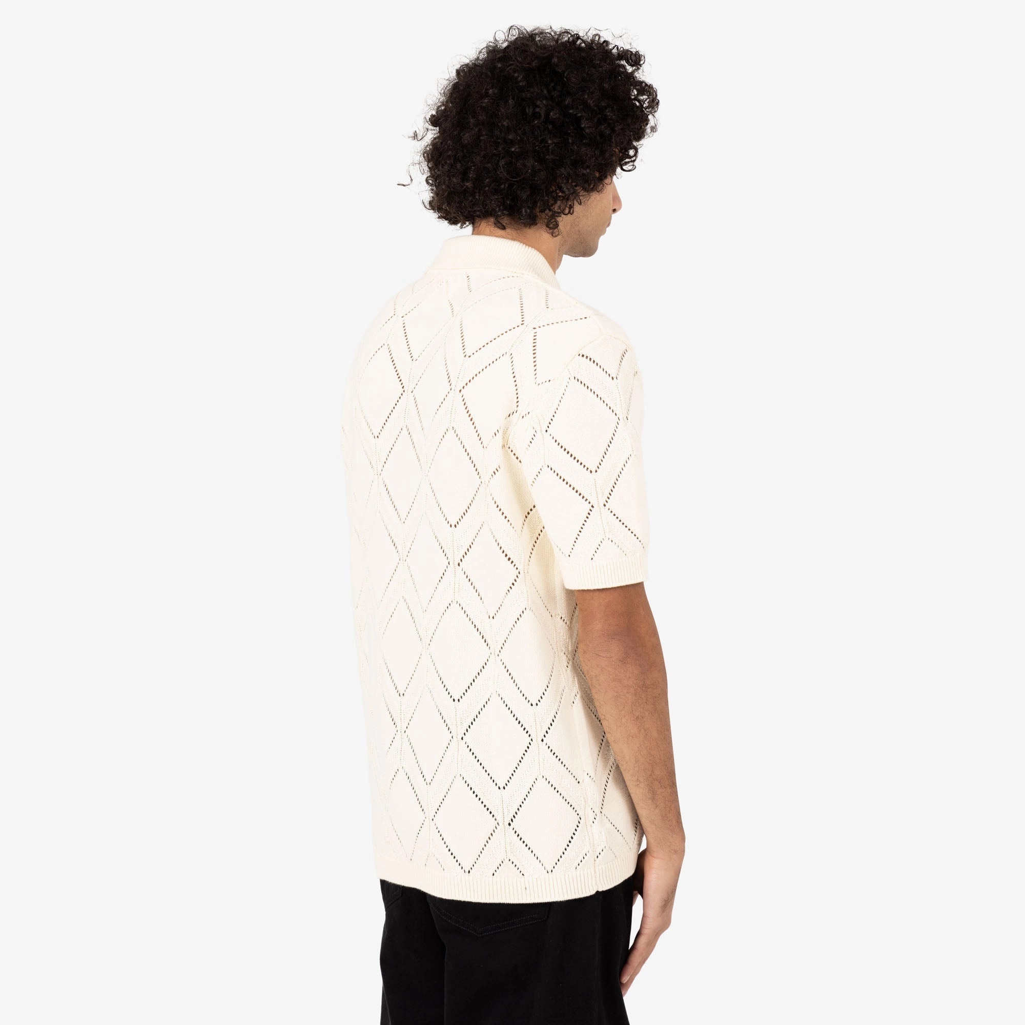 Adjustable Cuff Closure Reinforced Seams Honor the Gift Diamond Knit Polo / Cream