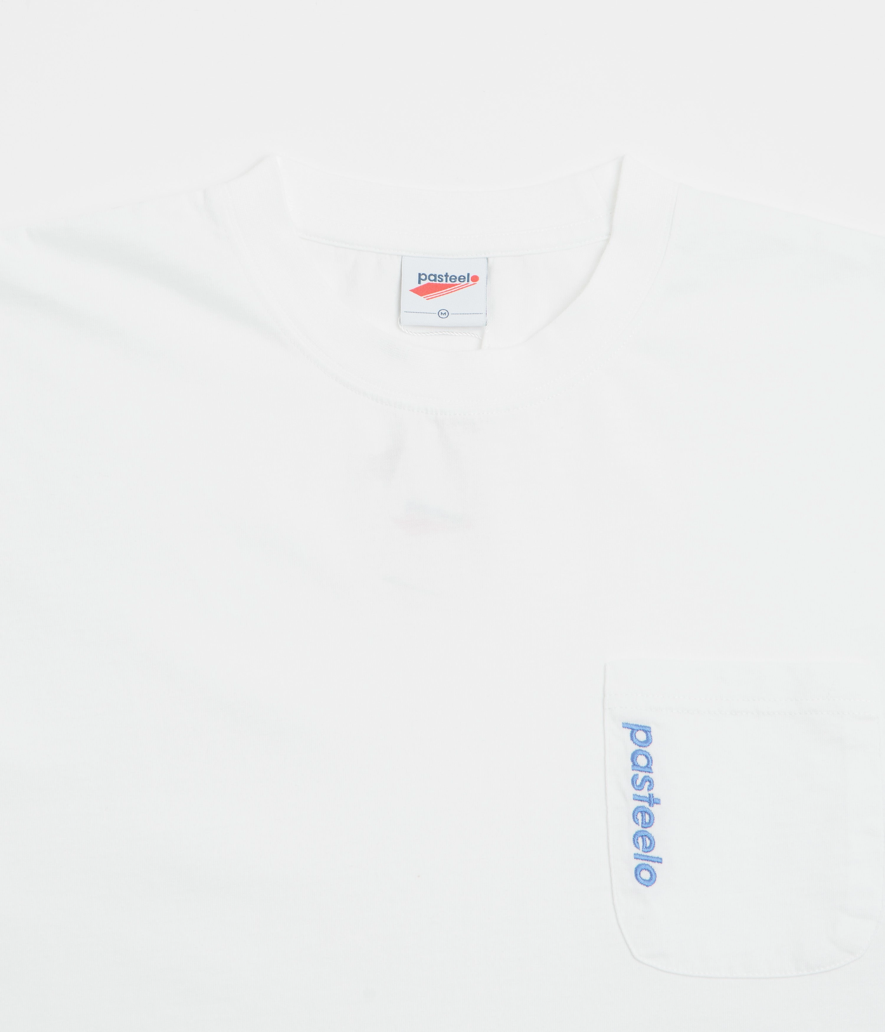 Pasteelo Pocket T-Shirt - White high-low hem Lay flat to dry