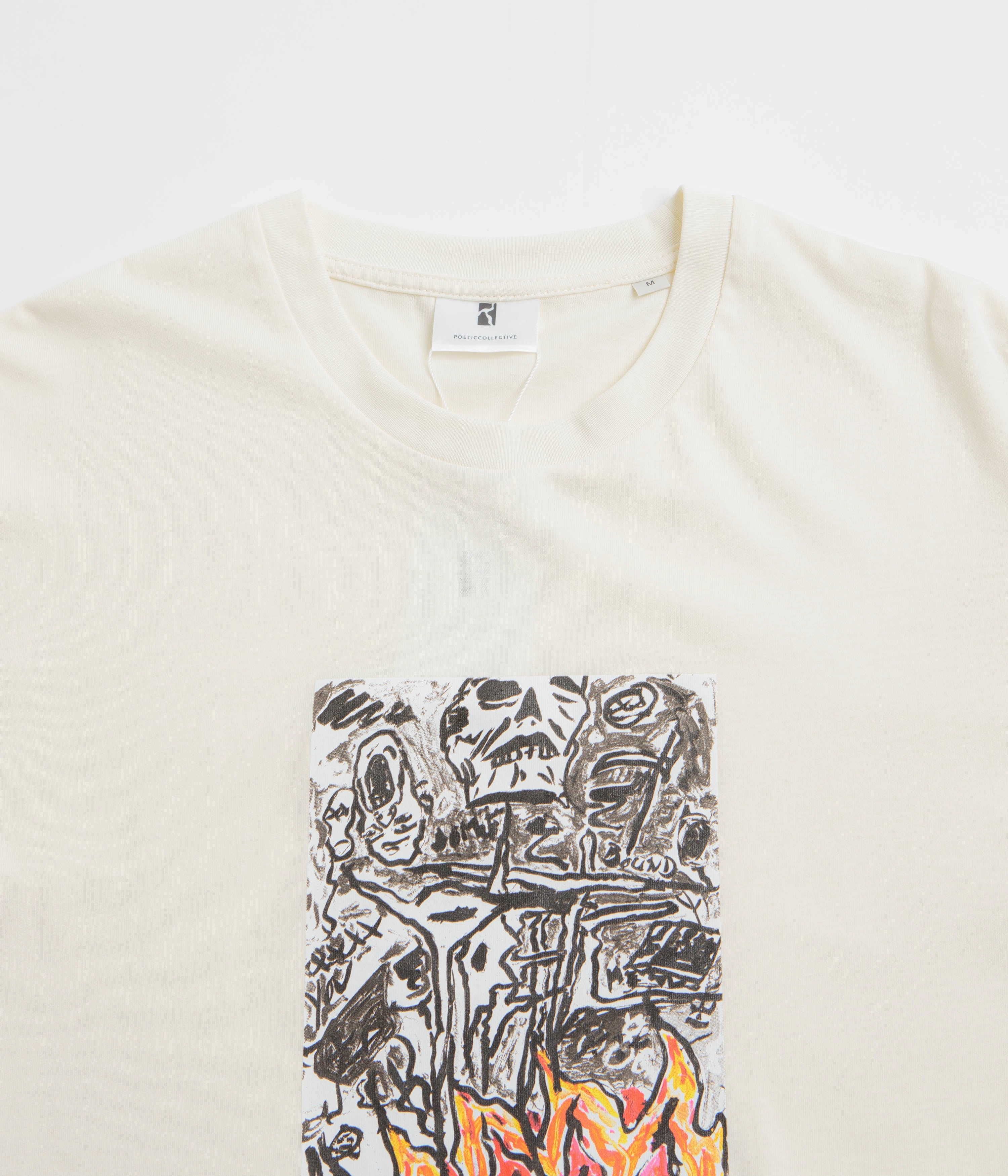 Stretchy Waist Dry clean only Poetic Collective Burning Skull T-Shirt - Ivory