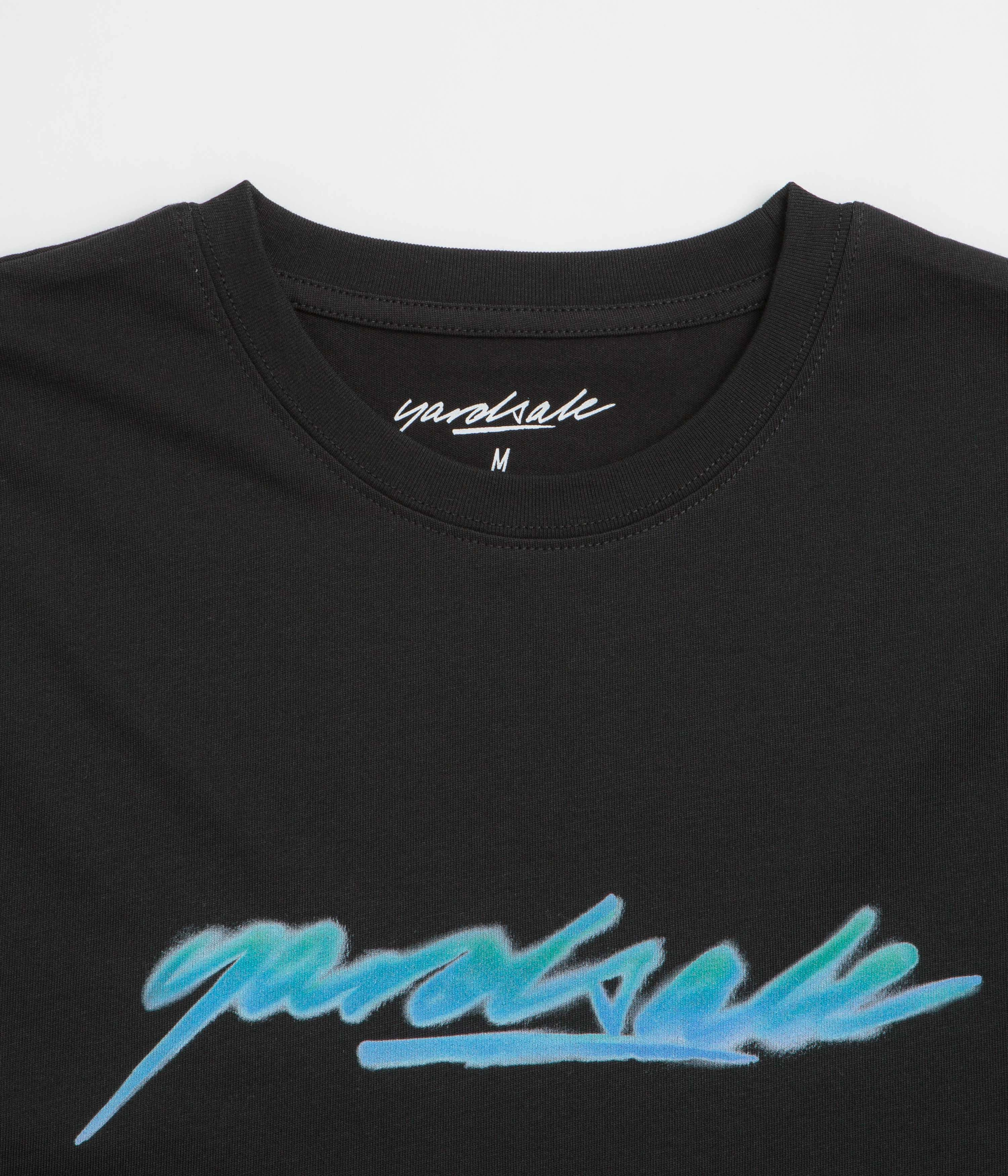 Yardsale Script Spray T-Shirt - Black palazzo pants silhouette