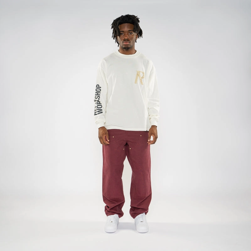 baseball venue Represent Masking Tape Initial L/S Tee - Flat White