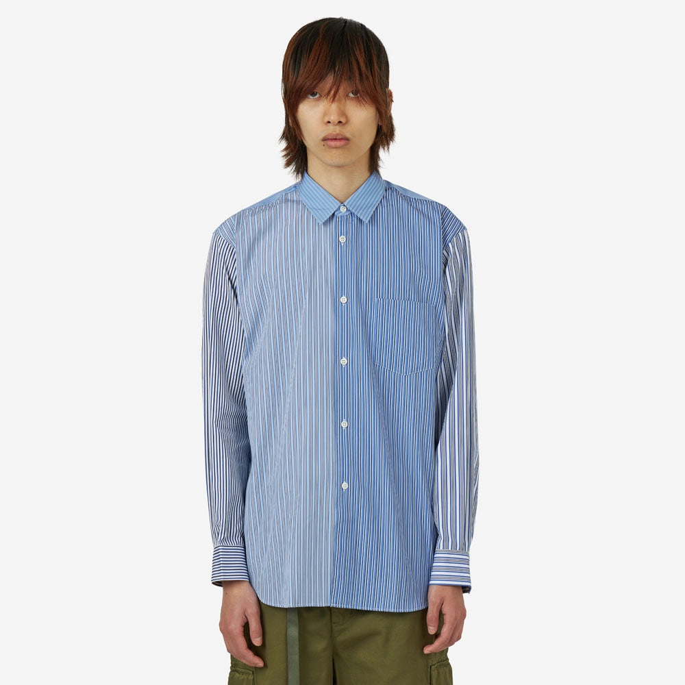 Laser Cut Edge Detail COMME des GAR?ONS SHIRT Striped Poplin Shape 5 / Blue