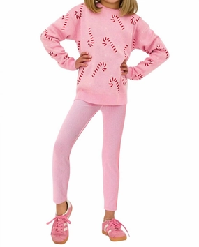 sporty wear Little Peppa Legging In Candy Cane Rib