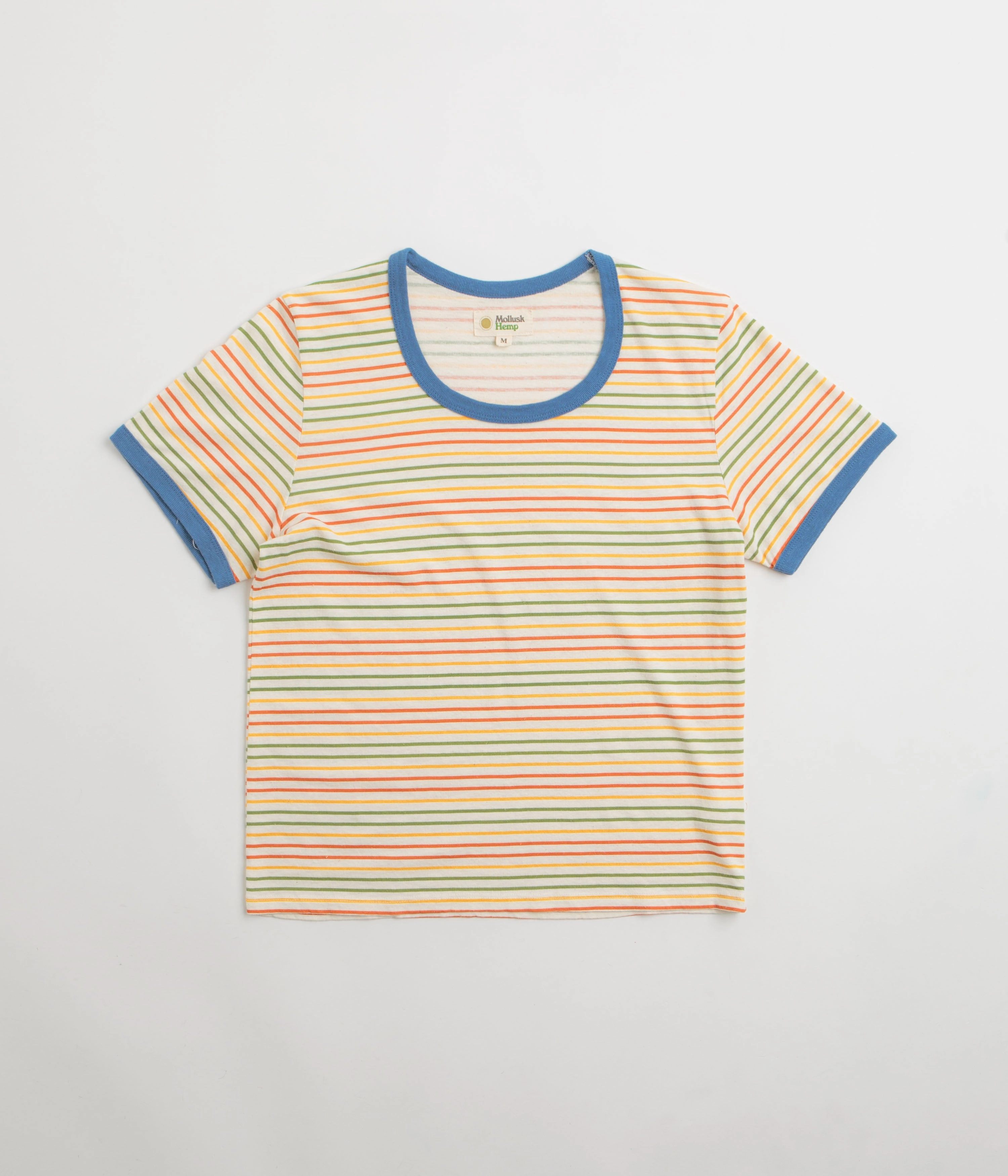 Mollusk Womens Ringer T-Shirt - Red / Gold / Green Stripe moisture resistant pool event