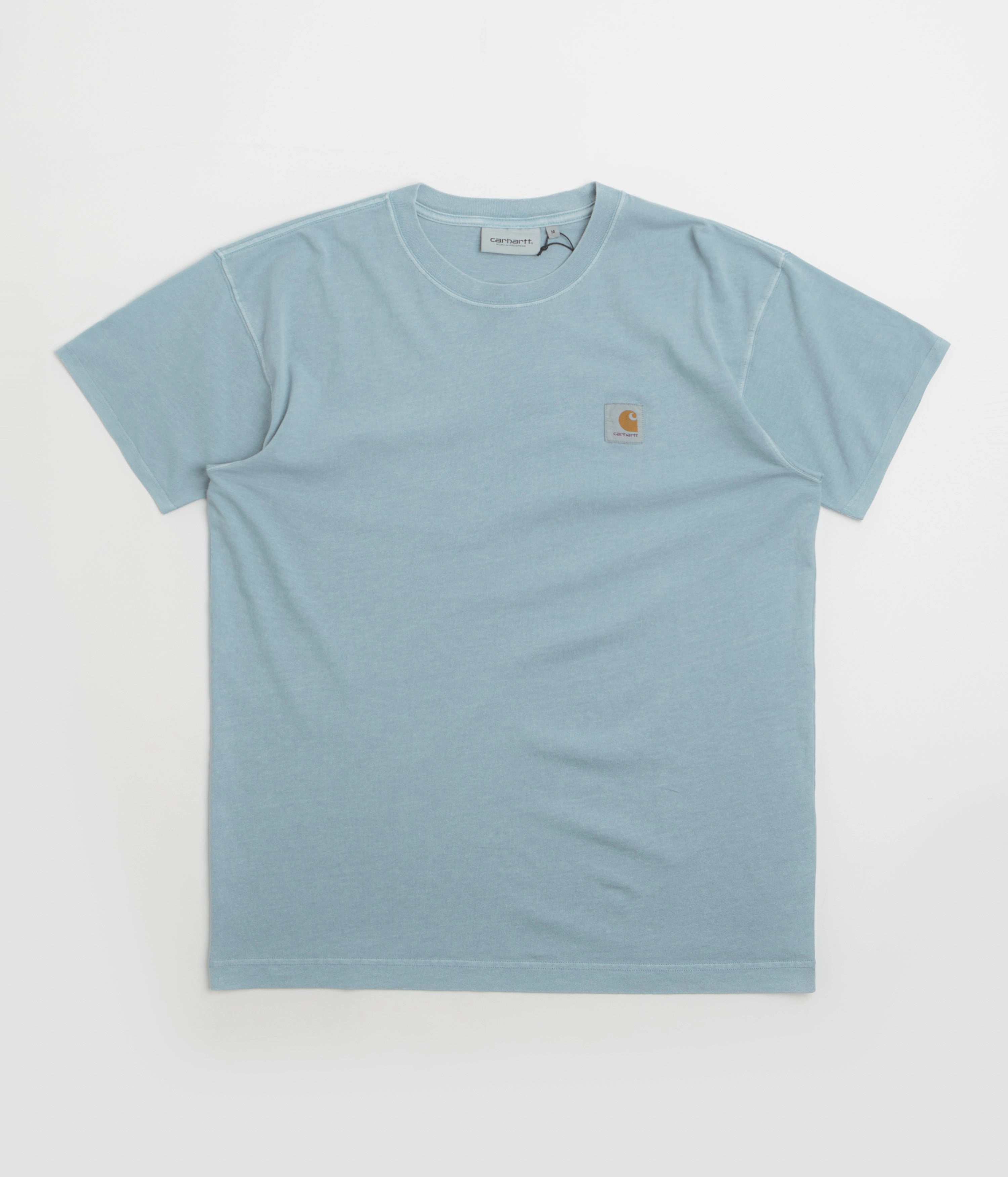 Carhartt Nelson T-Shirt - Clay Blue Full length Embroidered Details