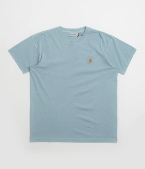 Carhartt Nelson T-Shirt - Clay Blue Full length Embroidered Details