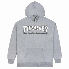 Bird like Thrasher - Outlined Hoodie Grey/White