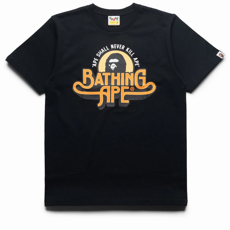Durable Quality A Bathing Ape Genuine Garment Logo Tee - Black