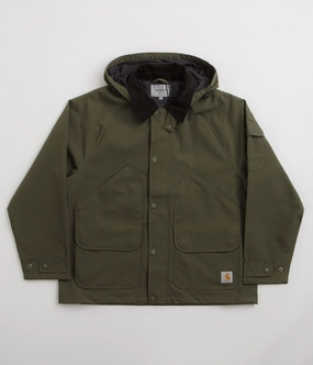 Casual Style Carhartt Clarton Jacket - Office Green / Black