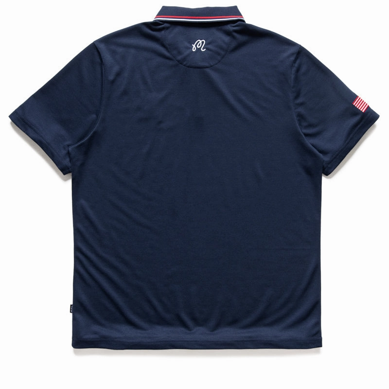 Malbon Golf  Eagle Buckets Performance Pique Polo - Navy Non Iron