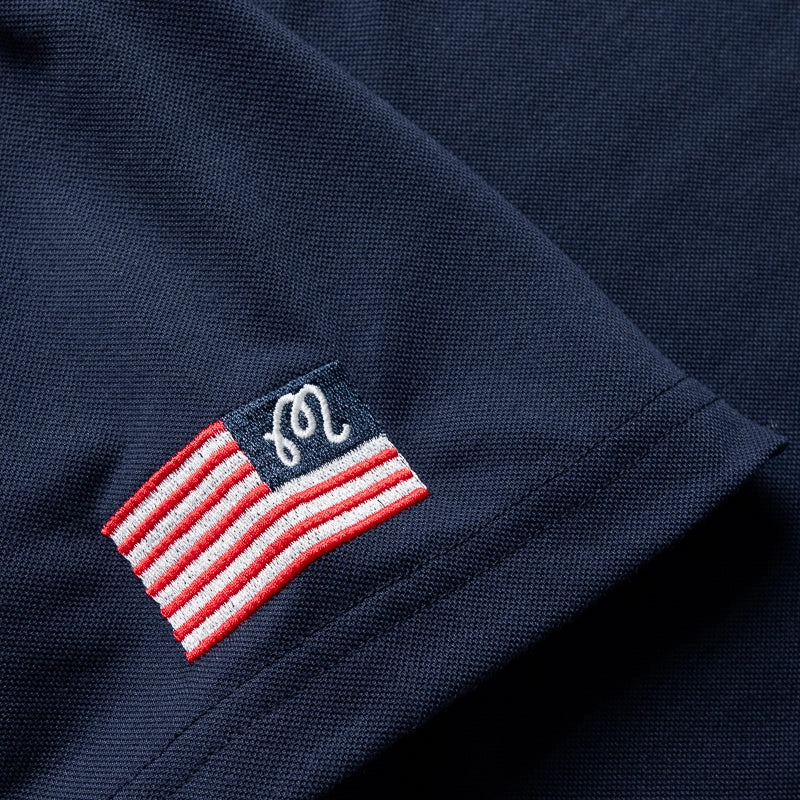 Malbon Golf  Eagle Buckets Performance Pique Polo - Navy Lace Accent Layering Piece