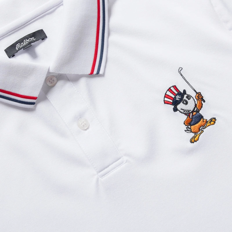 Malbon Golf Eagle Buckets Performance Pique Polo - White Networking Session Anniversary Celebration