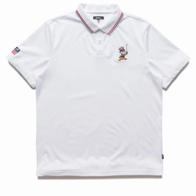 Malbon Golf Eagle Buckets Performance Pique Polo - White Go-To Look Anti Static Finish