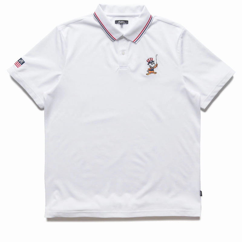 Malbon Golf Eagle Buckets Performance Pique Polo - White Go-To Look Anti Static Finish